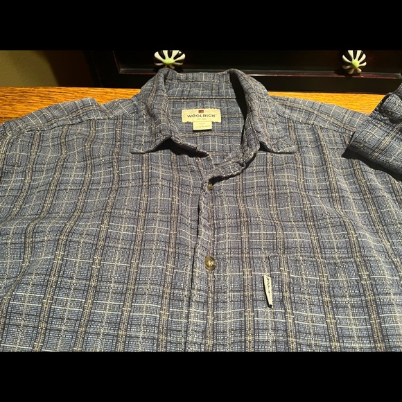 WOOLRICH Men’s Long Sleeve Cotton Shirt   L   Blue Small Plaid - Picture 4 of 7